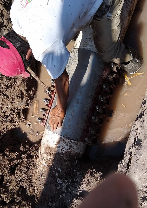 Reparación de línea de agua de 12 pulgadas en Panuco, Ver.
