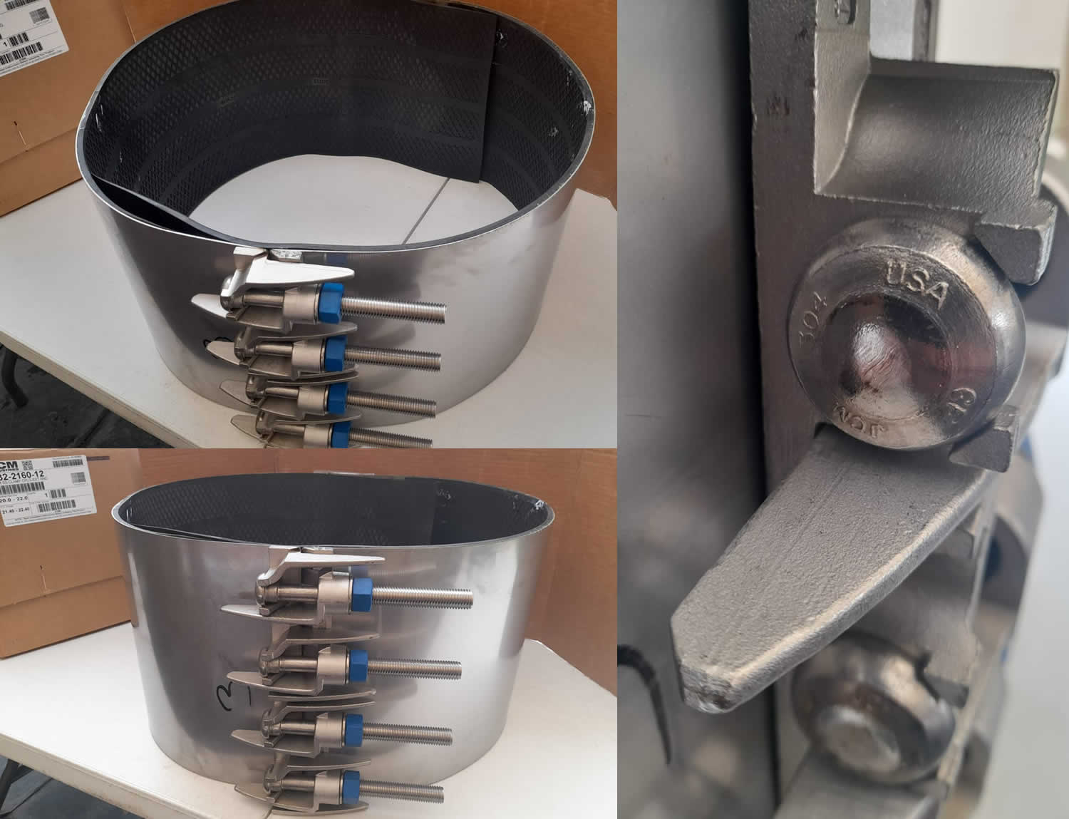 Abrazadera de reparación en acero inoxidable de 22